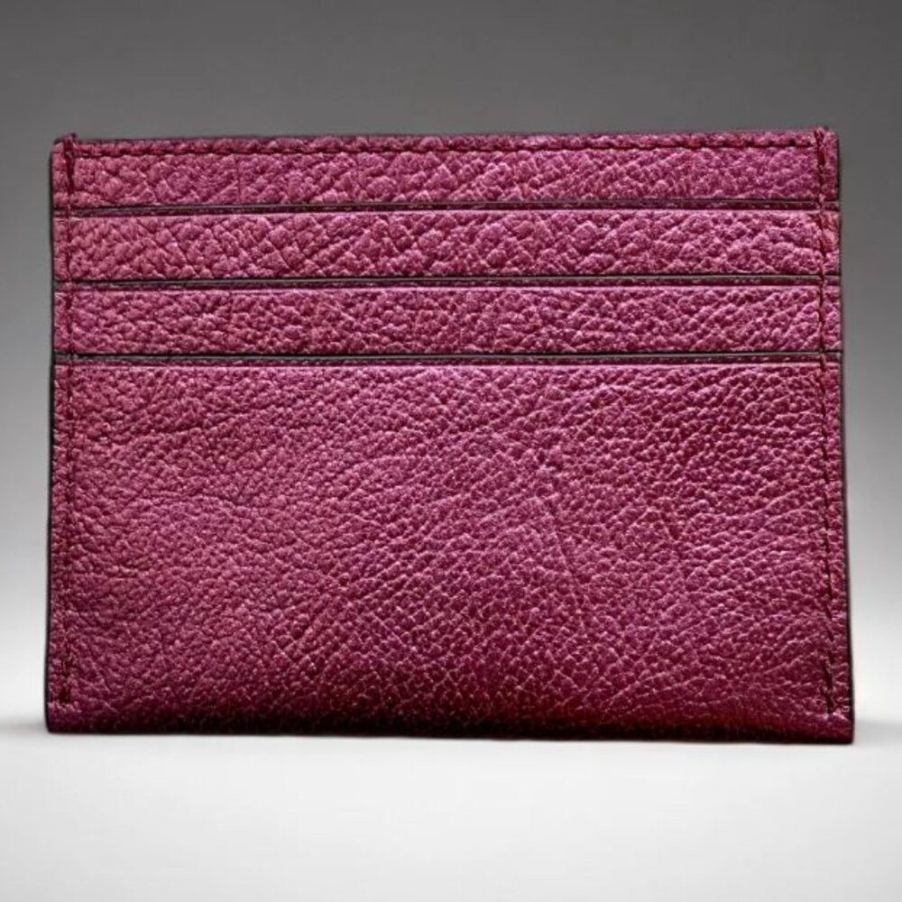 Coach Purple Metallic Leather Card Holder Vietnam - Picture 2 of 3